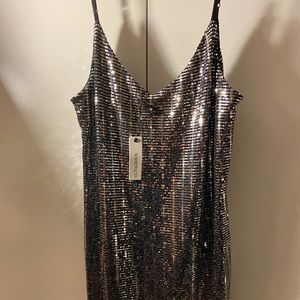 Black sequin strap dress
